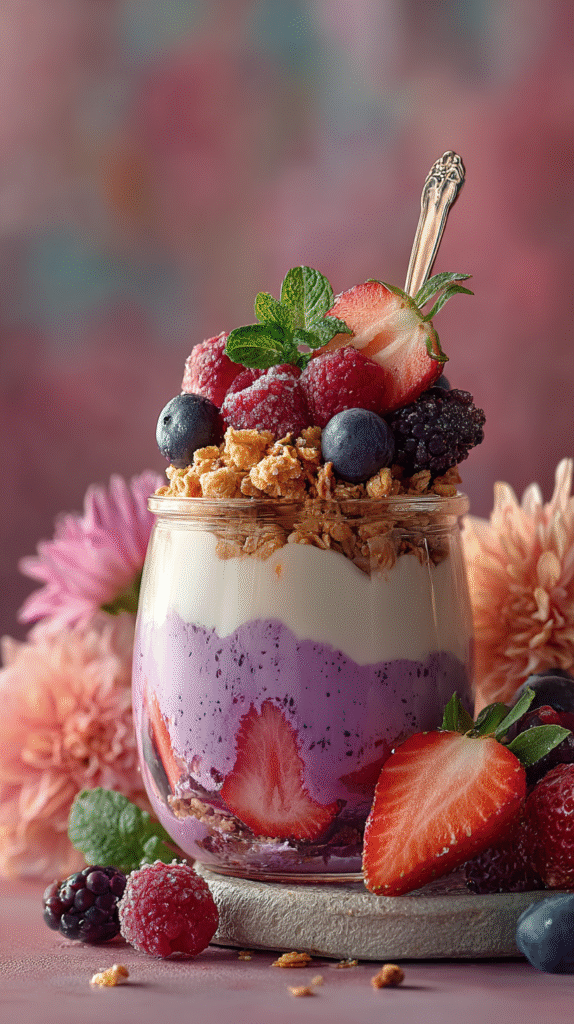 Greek yogurt parfait with berries