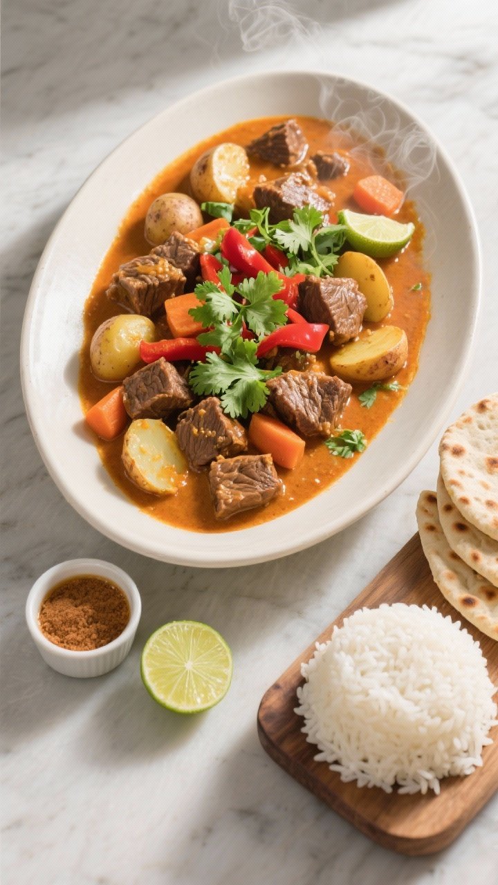 Overhead tasty top view, family-style serving: Large shallow serving dish filled with the finished b