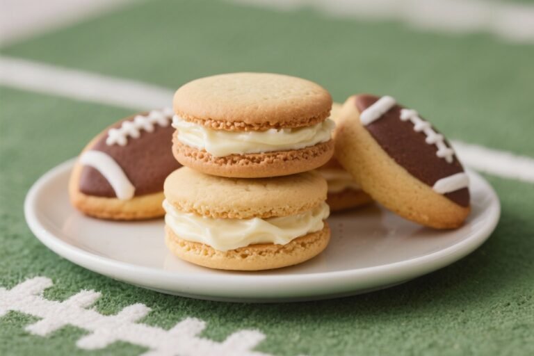 Game-Day Gold: Football Sugar Cookie Sandwiches with Vanilla Filling That Score Every Time