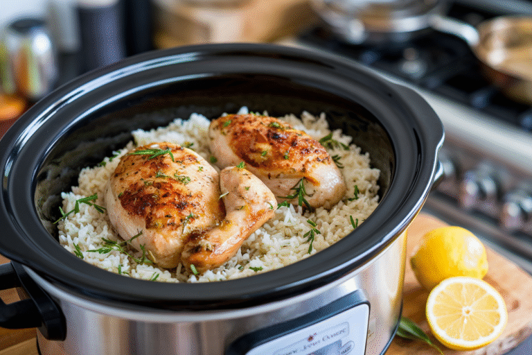 Slow Cooker Lemon Herb Chicken and Rice That Practically Cooks Itself (And Tastes Like You Tried Way Harder)
