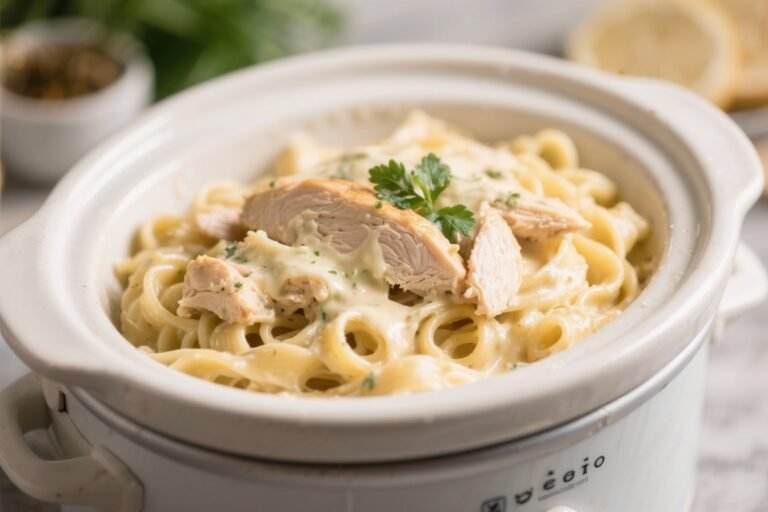 Crockpot Chicken Alfredo Pasta That Practically Cooks Itself (And Tastes Like Date Night)
