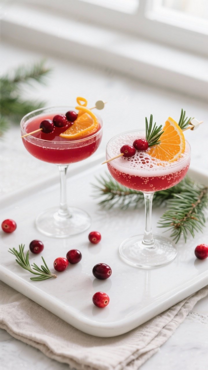 Tasty top view, final presentation for a party: Overhead shot of two prepared Cranberry Orange Chris