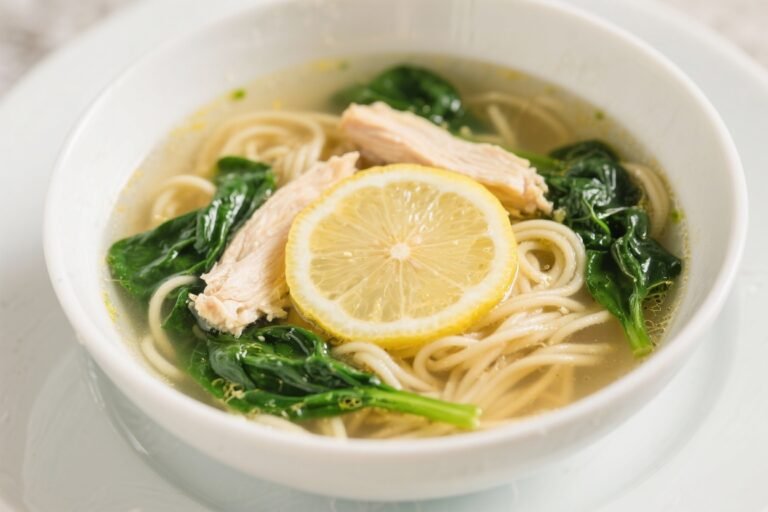 Lemon Chicken Noodle Soup With Spinach – Bright, Comforting, and Easy