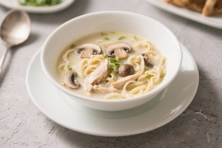 Creamy Chicken Noodle Soup With Mushrooms – Comforting, Hearty, and Easy