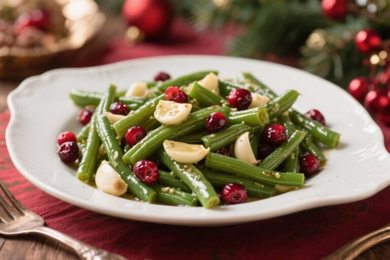 Easy Garlic Butter Green Beans with Cranberries – Christmas Side Dish