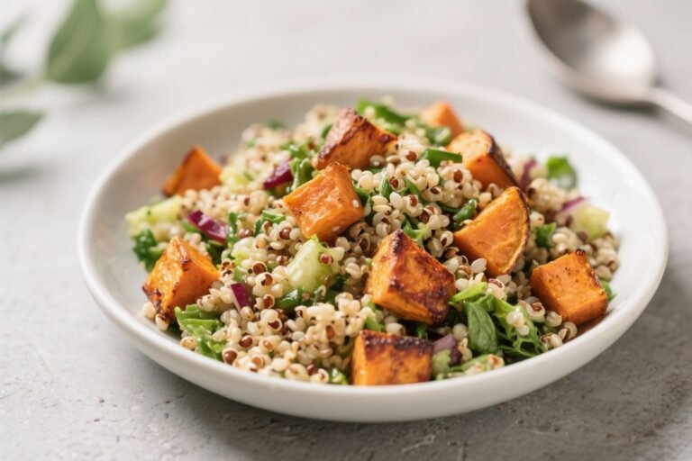 High-Fiber Quinoa Salad With Roasted Sweet Potatoes – Hearty and satisfying