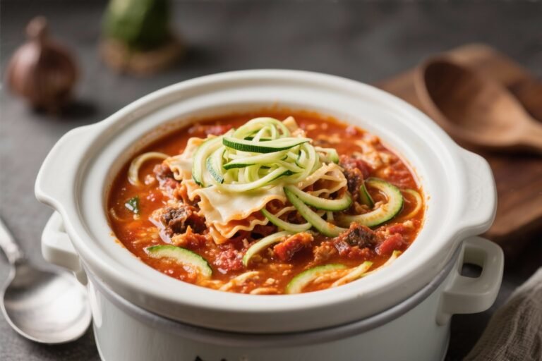 Ultimate Crockpot Lasagna Soup With Zucchini Noodles
