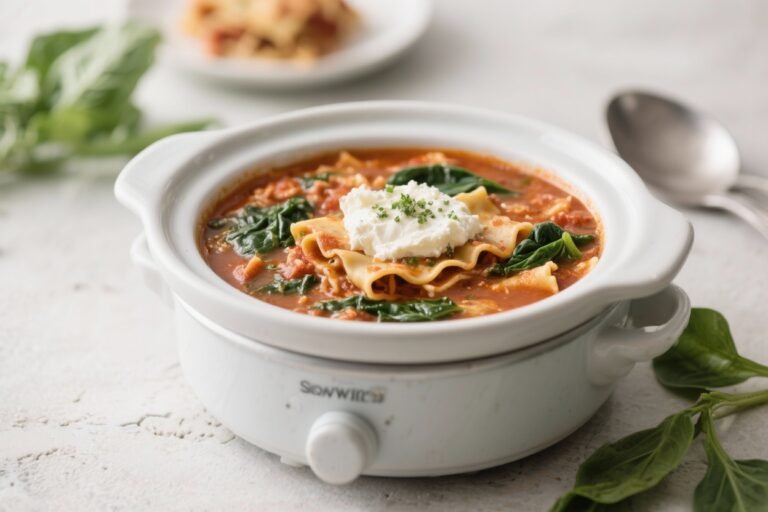 Slow Cooker Lasagna Soup With Spinach and Ricotta – Cozy, Easy, and Comforting