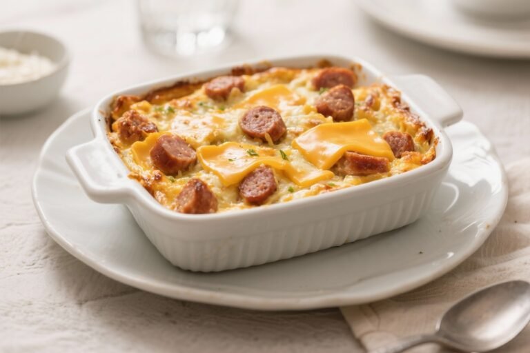 Breakfast Casserole With Cheddar and Sausage – Hearty, Comforting, and Easy